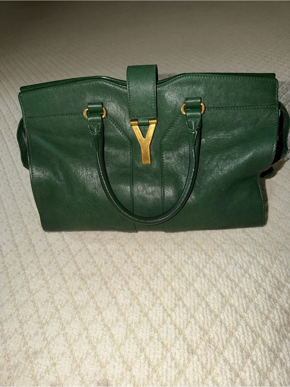 YSL Yves Saint Laurent Medium Cabas Chyc Green